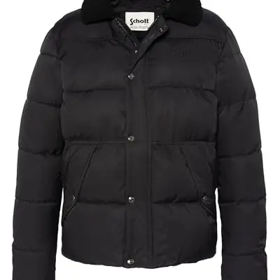 Schott NYC Herren Doudoune Rockhill Noir, Schwarz, S