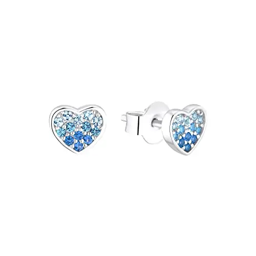 s.Oliver Herz Ohrstecker für Mädchen aus 925 Sterling Silber, 0,6 cm, mit Zirkonia, in Geschenkbox