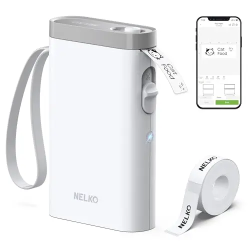 Nelko Bluetooth Etikettendrucker, tragbarer kabelloser Labelprinter für Zuhause, weiß