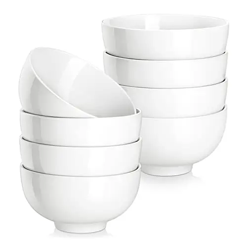 MALACASA 8-teiliges Müslischalen-Set, cremeweiß, 300ml, ideal für Snacks, Desserts und Salate