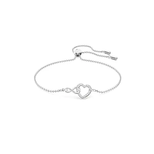 Swarovski Hyperbola Armband mit Unendlichzeichen und Herz, Weiss, Rhodiniert