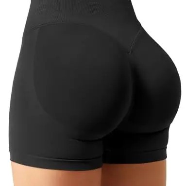 YEOREO Damen Sport Shorts Push Up Booty Shorts 4.5" Schwarz M