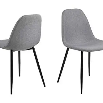 AC Design Furniture Linea Esszimmerstühle 4er Set, Hellgrau/Schwarz, Stoff/Metall