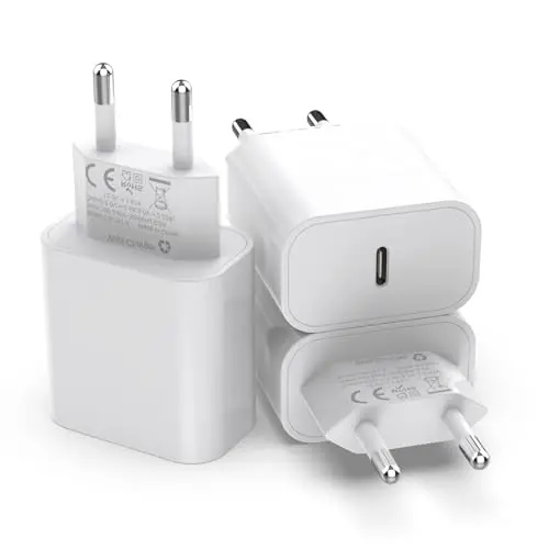 USB C Adapter 25W - Schnelles Ladegerät für iPhone 17/16/15/14/13/12/11/X/XR/8 und iPad - 3er Pack