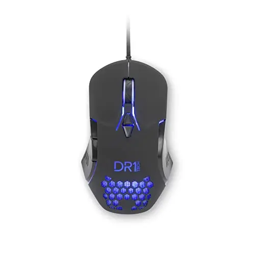 DR1TECH Guardian Gaming Maus - Kabelgebunden - Ergonomisches Design für PC/PS4/XBOX - 7 Tasten, 3200 DPI