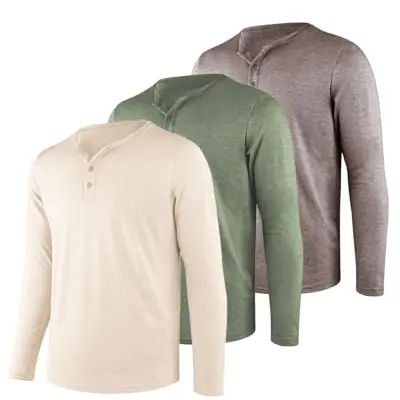 Liloak Herren Henley Shirt Langarm – Leichtes Freizeit-T-Shirt mit Knopfleiste