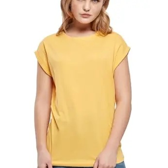 Urban Classics Damen Extended Shoulder Tee - Baumwoll T-Shirt in Dimyellow, Größe 3XL