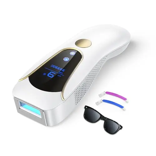 Professionelles Haarentfernungsgerät mit Kühlfunktion, 9 Stufen, Rotlicht-Technologie 600–1200nm, 999.900 Blitze für Gesicht, Beine, Arme, Bikinizone & Achseln