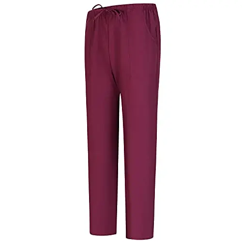 MISEMIYA - Unisex Arbeitshosen mit elastischer Taille für Klinik und Gastgewerbe - BZ-6802 - X-Small, Granat 68