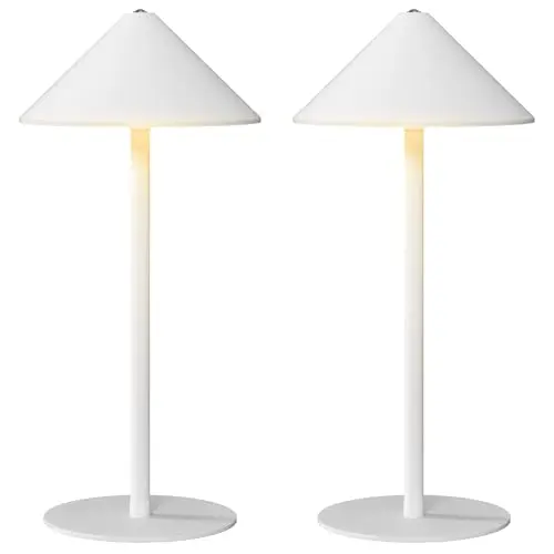 HOMCOM 2er Set Tischlampe mit 3 Lichtfarben und USB Aufladung, Touch-Schalter, Weiß