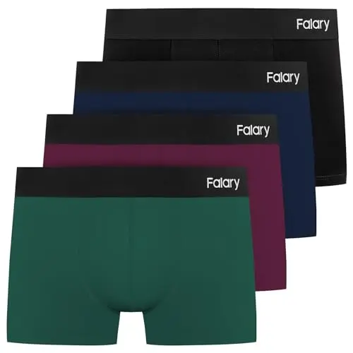 FALARY Herren Boxershorts 4er Pack Baumwolle, bequem und ohne Etikett, Mehrfarbig