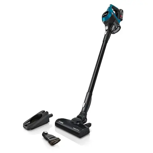 Bosch Akku-Staubsauger Unlimited 6 BKS6111P, kabelloser, beutelloser Handstaubsauger, leicht, hohe Saugleistung, für alle Bodenarten, blau