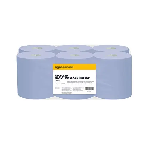 AmazonCommercial Recycled Papierwischtücher, 2-lagig Centrefeed-Rolle, 6 Rollen, 450 Blätter pro Rolle