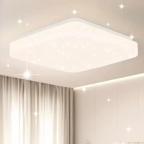 ZMH LED Deckenlampe für Schlafzimmer, Küche und Kinderzimmer, 21cm, quadratisch, 15W, neutralweiß, Sternenhimmel Design
