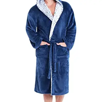 CityComfort Herren Bademantel mit Kapuze, Plüsch Morgenmantel, Geschenk für Männer & Teens (XXL, Marine Blau)