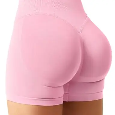 YEOREO SoftHue Damen Sport Shorts, Push-Up, Kurze Leggings, Rosa