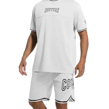 Herren Trainingsanzug Workout Set GYM Mesh Jersey Shorts für Basketball, Laufen und Jogging