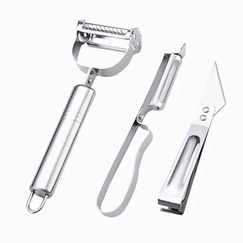 MUTORE Sparschäler Set, 3 Stück Edelstahl Schäler für Kartoffeln, Gemüse, Äpfel und mehr