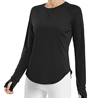 G4Free Damen Langarm Sportshirt UV Schutz mit Daumenloch für Yoga und Fitness