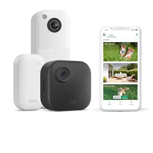 Blink Outdoor Kamera 4 + Videotürklingel (Weiß) | Kabellose HD-Sicherheitskamera mit 2 Jahren Batterielaufzeit