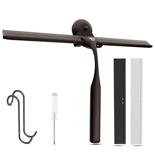 Wunset Superior-Duschabzieher 25 cm aus Edelstahl, Silikon & Gummi, Wasserabstreifer für Duschkabinen (Bronze)