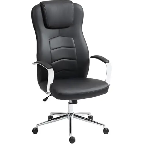 HOMCOM Drehstuhl mit Liegefunktion, höhenverstellbar, gepolstert, bis 120 kg, für Büro und Arbeitszimmer, Schwarz
