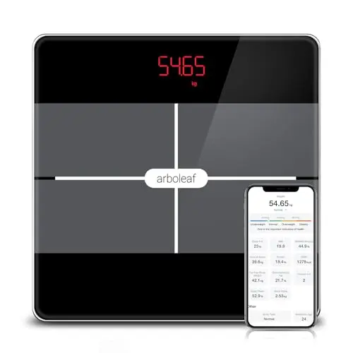 Arboleaf Körperanalysewaage, digitale Personenwaage mit App, Bluetooth, 180kg, Schwarz