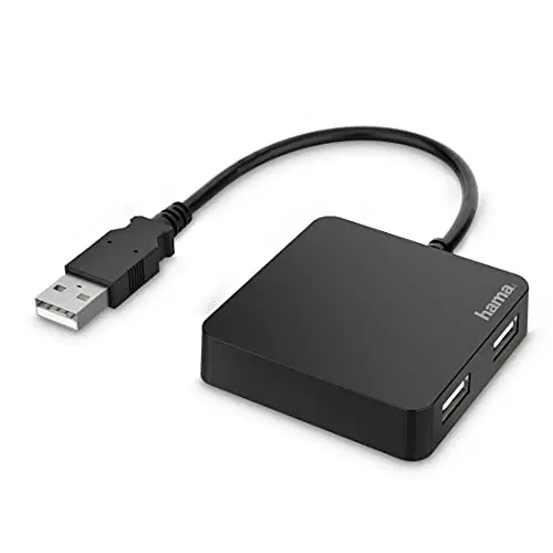 Hama USB Hub 2.0, 4-Port Adapter, kompakt & bus-powered, schwarz