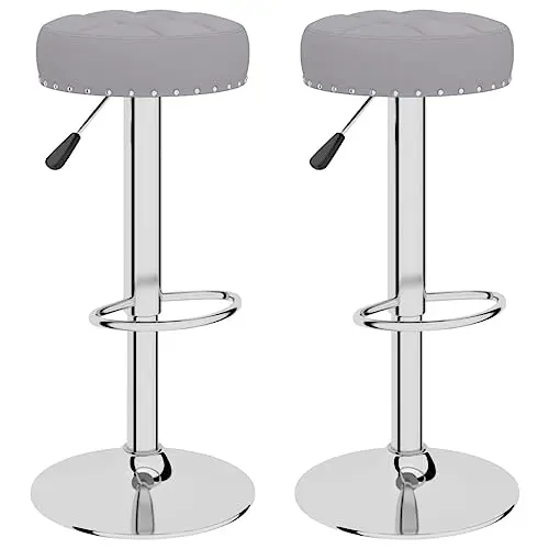 vidaXL Drehbare, höhenverstellbare Barhocker aus Stoff, Grau, ideal für Küche und Tresen