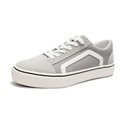 HEVA Damen Segeltuchschuhe Bequeme Turnschuhe Low Top Trainer Freizeitschuhe in Grau (3UK 36EU)