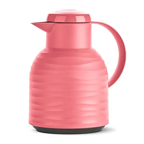 Emsa Samba Wave Isolierkanne, 1,0 Liter, Korallenrot, 12h heiß/24h kalt
