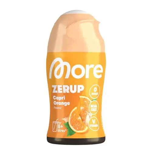 MORE Zerup Capri Orange 65 ml - Zuckerfreier Sirup mit Fruchtextrakten für bis zu 8 l Getränk - Vegan, Zero Kalorien