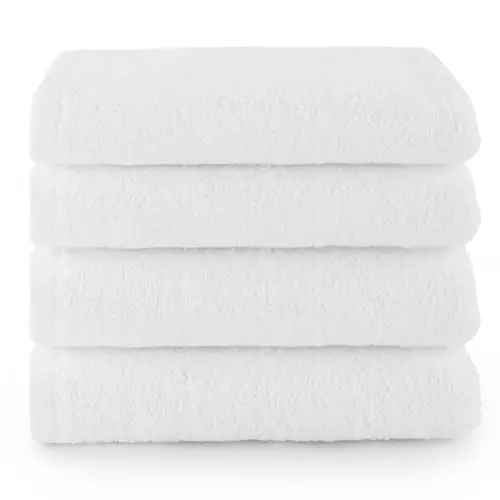 Top Towel Plus - Badetücher - 4 Handtücher - 30x50 cm - 100% Baumwolle - Weiß