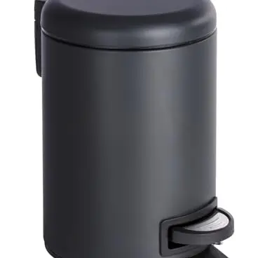 WENKO Treteimer Leman, 3 l, aus lackiertem Stahl, ideal für Bad & Küche, 17x25x22,5 cm, schwarz matt
