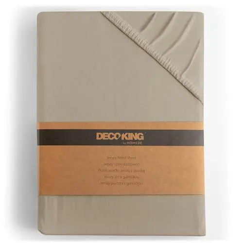 DecoKing Spannbettlaken 120x200 cm, 140x200 cm, Jersey in Cappuccino für Boxspringbetten