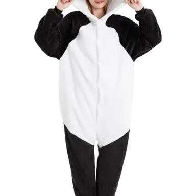Chuangminghangqi Kuscheliger Tier-Overall für Herren und Damen, Plüsch-Jumpsuit, Winterpyjama, Faschingskostüm, Weiß, XXL
