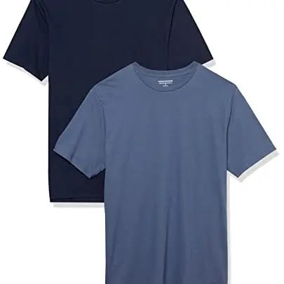 Amazon Essentials Herren Kurzärmeliges Baumwoll-T-Shirt 2er-Pack, Dunkelblau/Marineblau, XXL