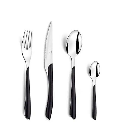 Amefa ECLAT 24-teiliges Besteck Set in Schwarz für 6 Personen – Edelstahl, spülmaschinenfest