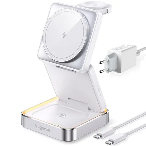 Augnner 3-in-1 Ladestation für Apple Watch und iPhone, faltbares Wireless Charger für Apple Geräte