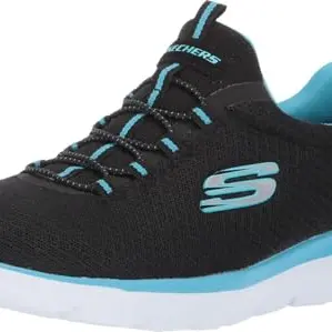 Skechers Damen Sneaker Summits, Schwarz/Türkis, 40 EU