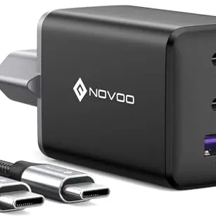 NOVOO 67W USB C Ladegerät - Kompaktes 3-Port Schnellladegerät für MacBook, iPad, iPhone und mehr
