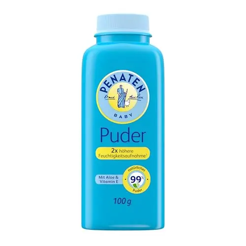 Penaten Baby Puder mit Aloe & Vitamin E - 100g - Schützt empfindliche Haut und hält sie trocken