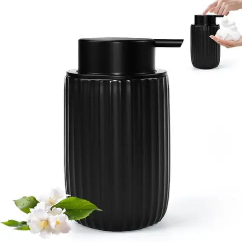 EUIEUT Seifenspender Keramik 300ml Schwarz Nachfüllbar für Handseife und Shampoo