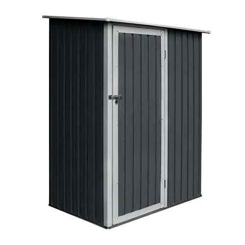 HATTORO P80 Geräteschrank Metall für Garten - 130 x 80 x 186 cm, Farbwahl: Grau/Anthrazit
