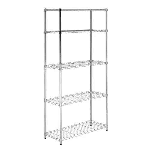 Honey-Can-Do Regaleinheit mit 5 Böden, verchromt, 91,4 x 35,6 x 182,9 cm