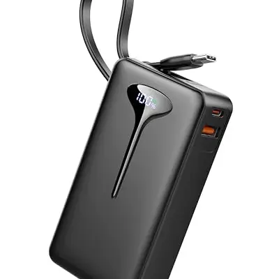 Power Bank 10000mAh, Schnell Aufladbare Powerbank mit USB-C, Tragbares Ladegerät mit LED-Display, Kompatibel mit iPhone 14/15 Pro Max und Samsung