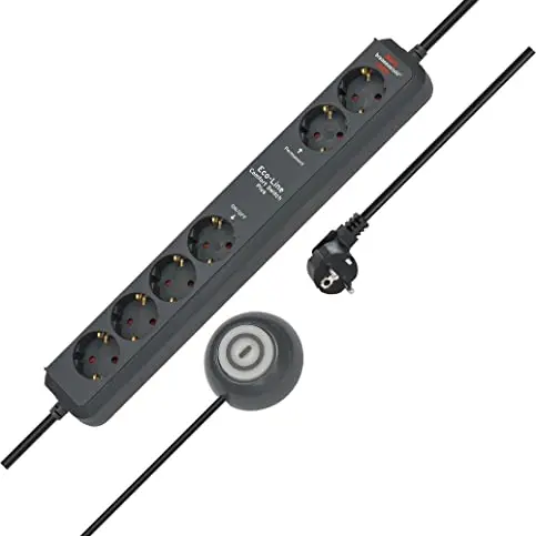 Brennenstuhl Eco-Line Comfort Mehrfachsteckdose 6-fach mit Schalter, anthrazit