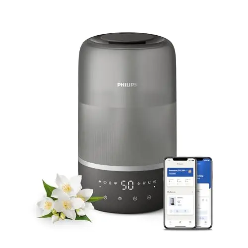 Philips Smart Humidifier - kompakt und leistungsstark mit Nebel und Aromatherapie, leise mit Schlaffunktion für Räume bis 41m² (HU1510/03)