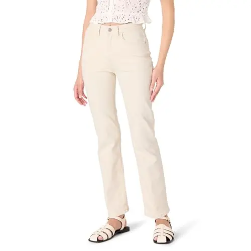 The Drop Damen Janine Slim Straight Leg Hose Ecru, Größe 30