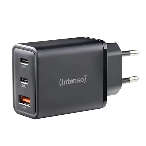 Intenso Power Adapter W65ACC GaN, 65W, schnelles Laden für MacBook, Laptop, iPhone, Samsung Galaxy, schwarz